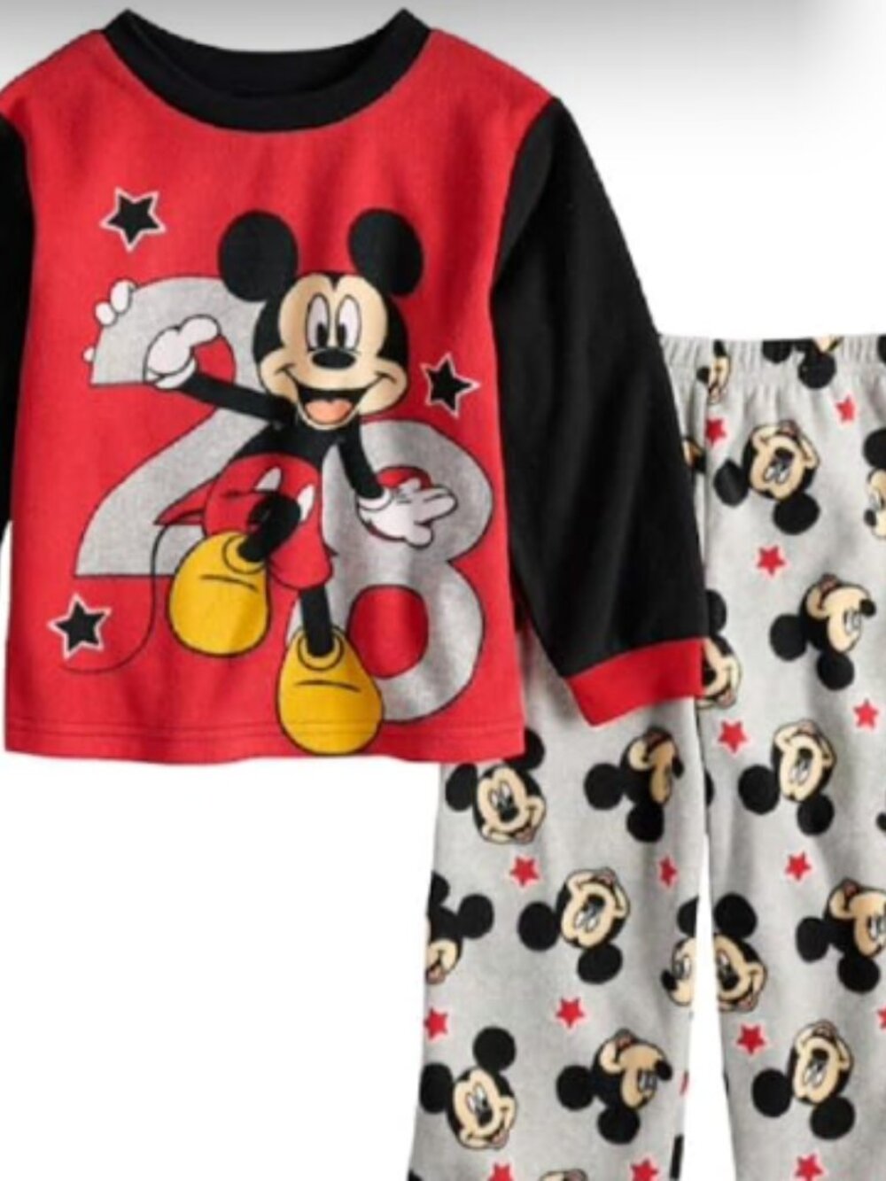 NWT Disney Mickey Mouse Toddler Boy Fleece Top & Bottoms Pajama Set